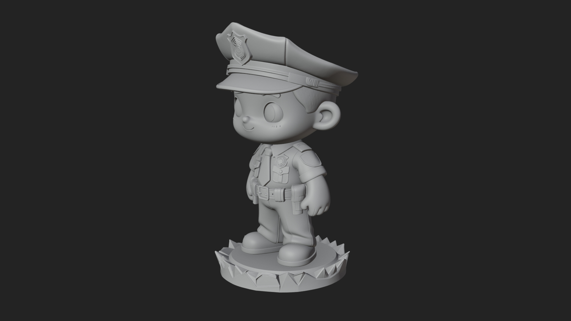 Chibi Police Officer Statue Design 3 3D Print Model 3D Model