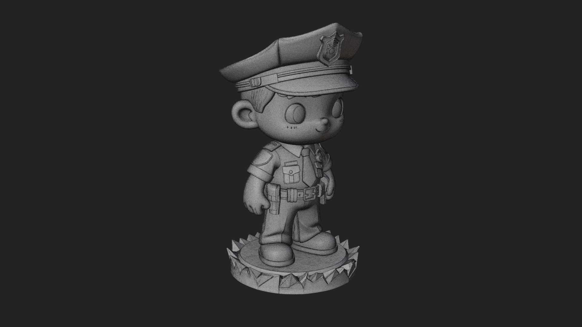 Chibi Police Officer Statue Design 3 3D Print Model 3D Model