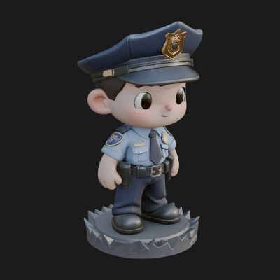 Chibi Police Officer Statue Design 3 3D Print Model