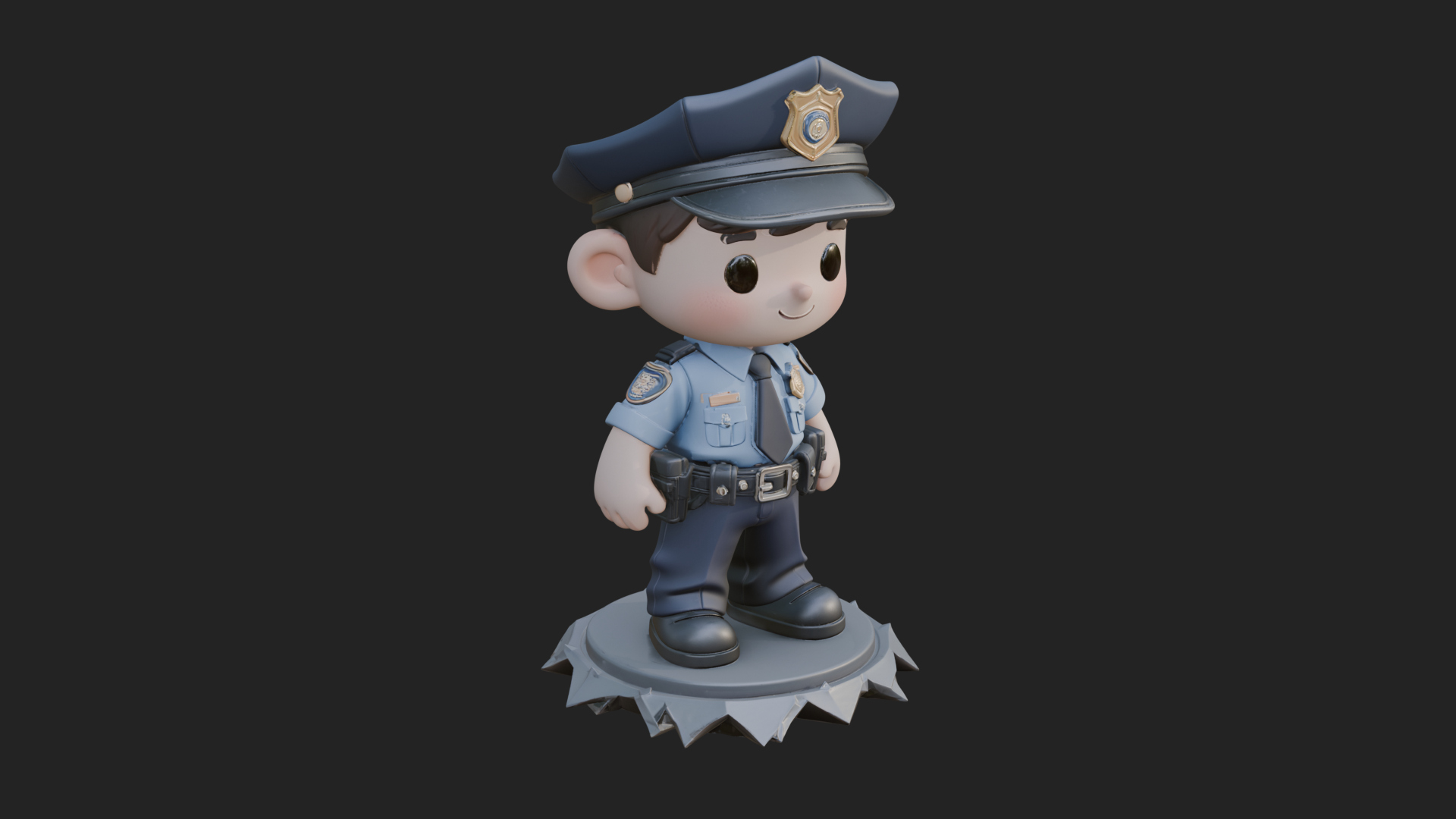 Chibi Police Officer Statue Design 4 3D Print Model 3D Model