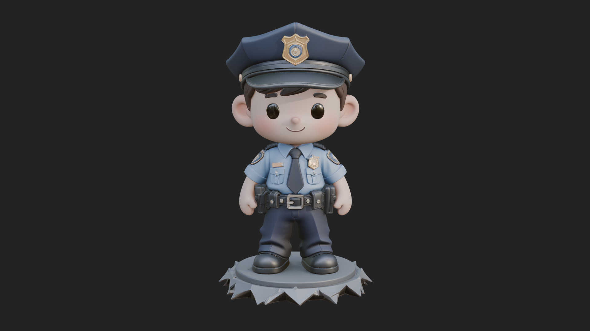 Chibi Police Officer Statue Design 4 3D Print Model 3D Model