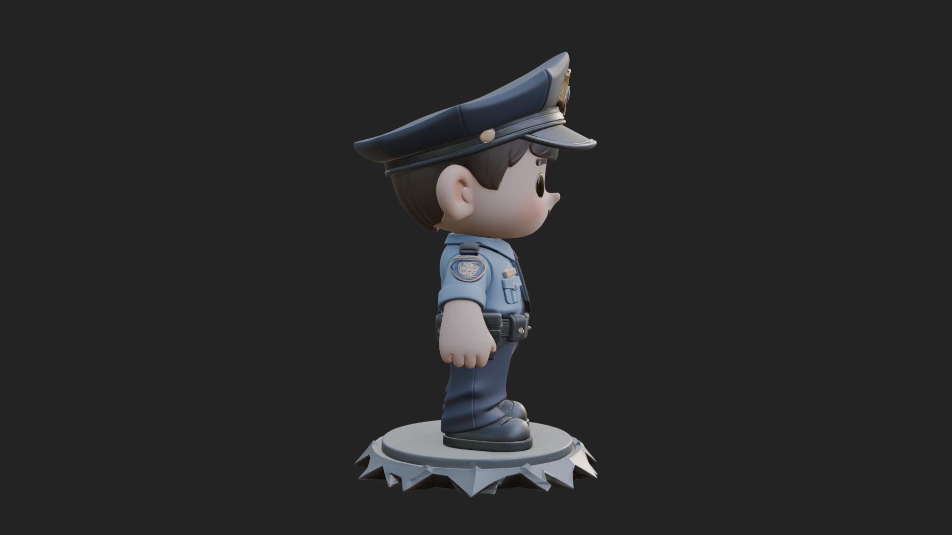 Chibi Police Officer Statue Design 4 3D Print Model 3D Model