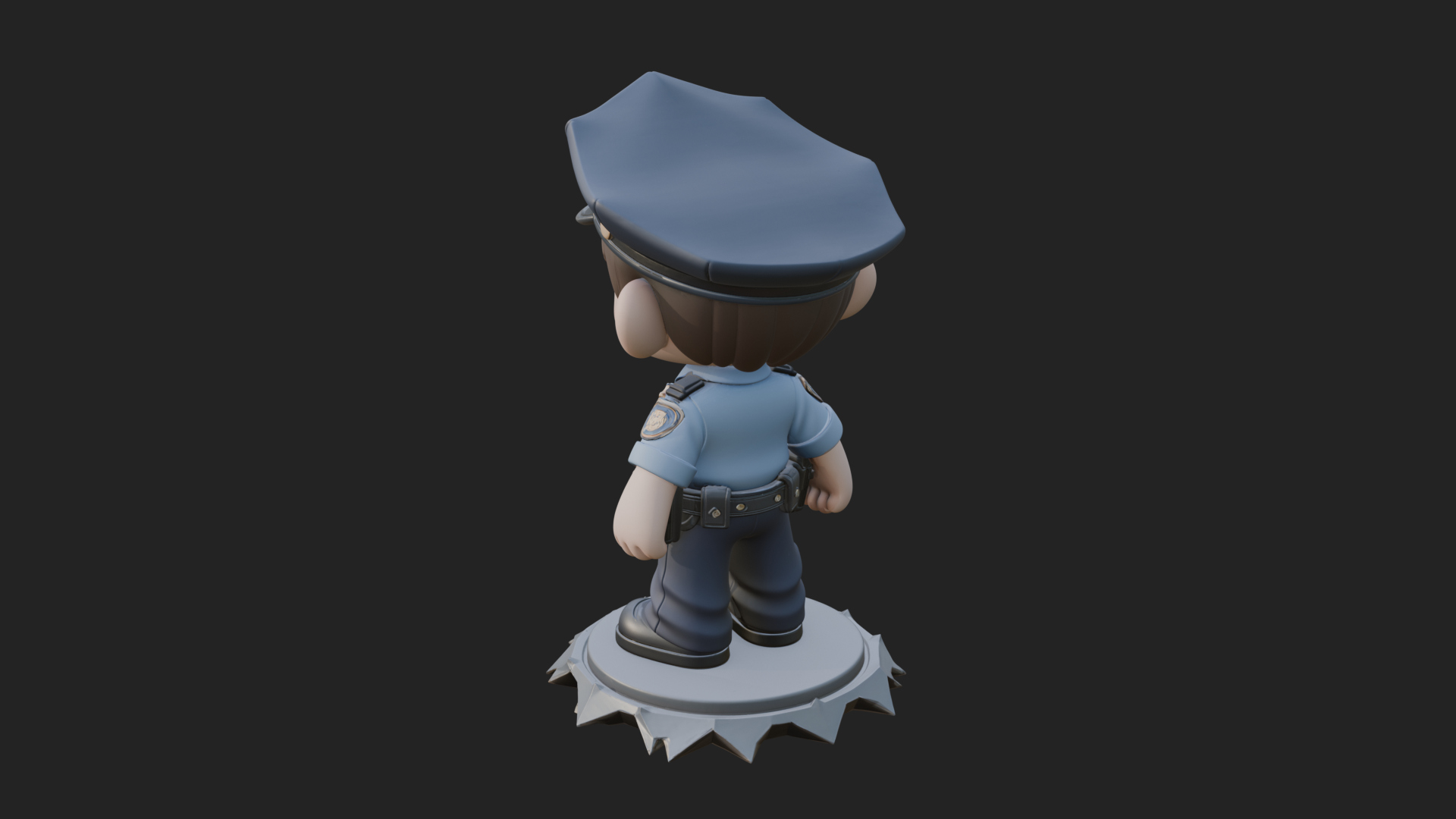 Chibi Police Officer Statue Design 4 3D Print Model 3D Model