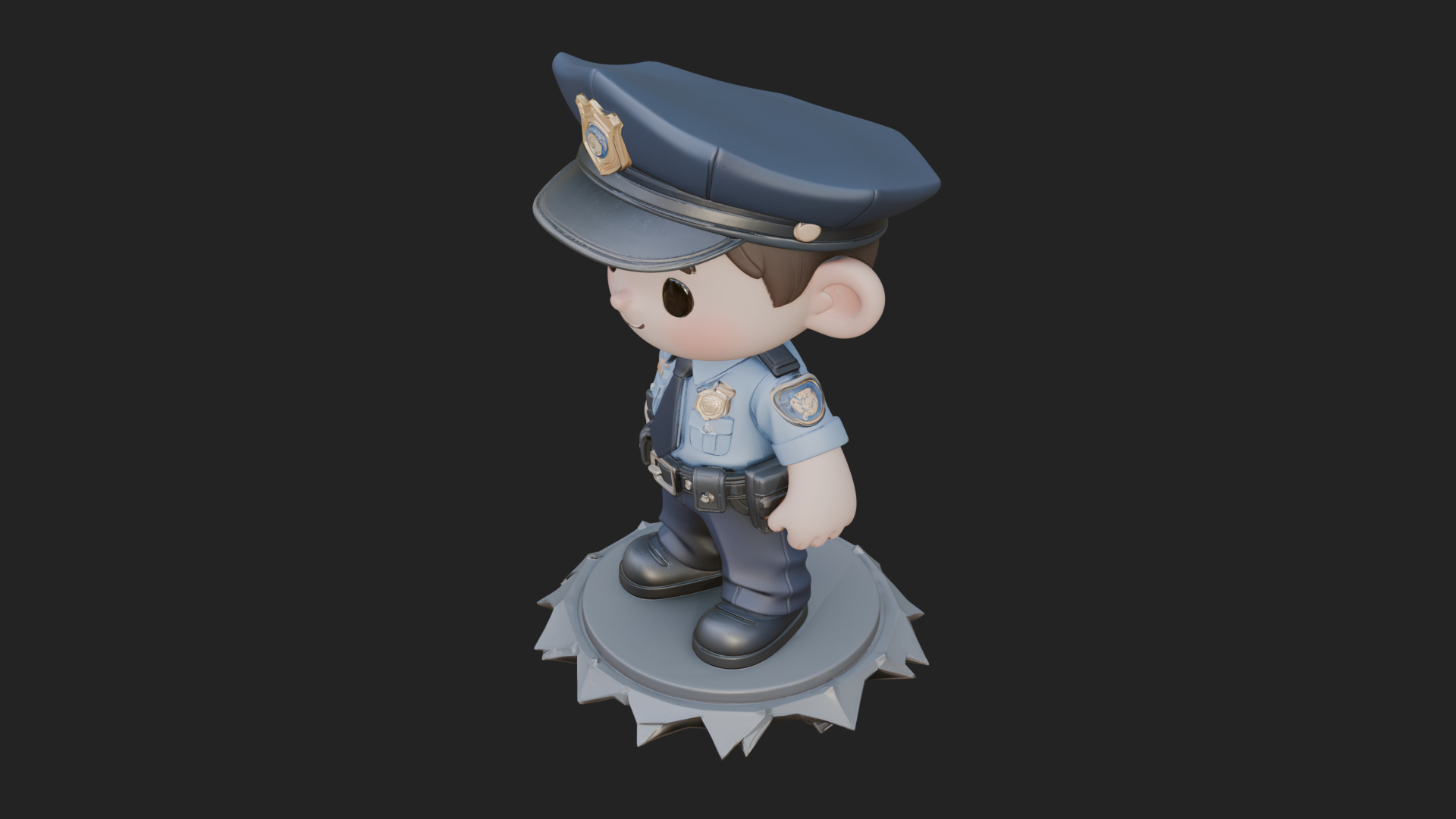 Chibi Police Officer Statue Design 4 3D Print Model 3D Model