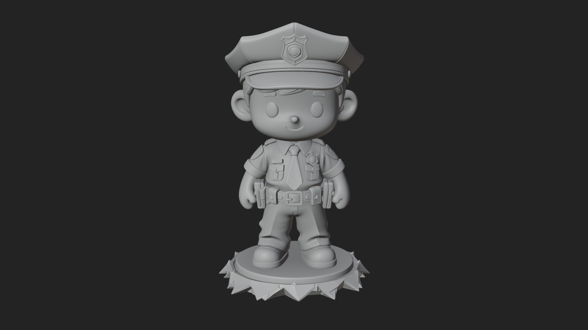 Chibi Police Officer Statue Design 4 3D Print Model 3D Model