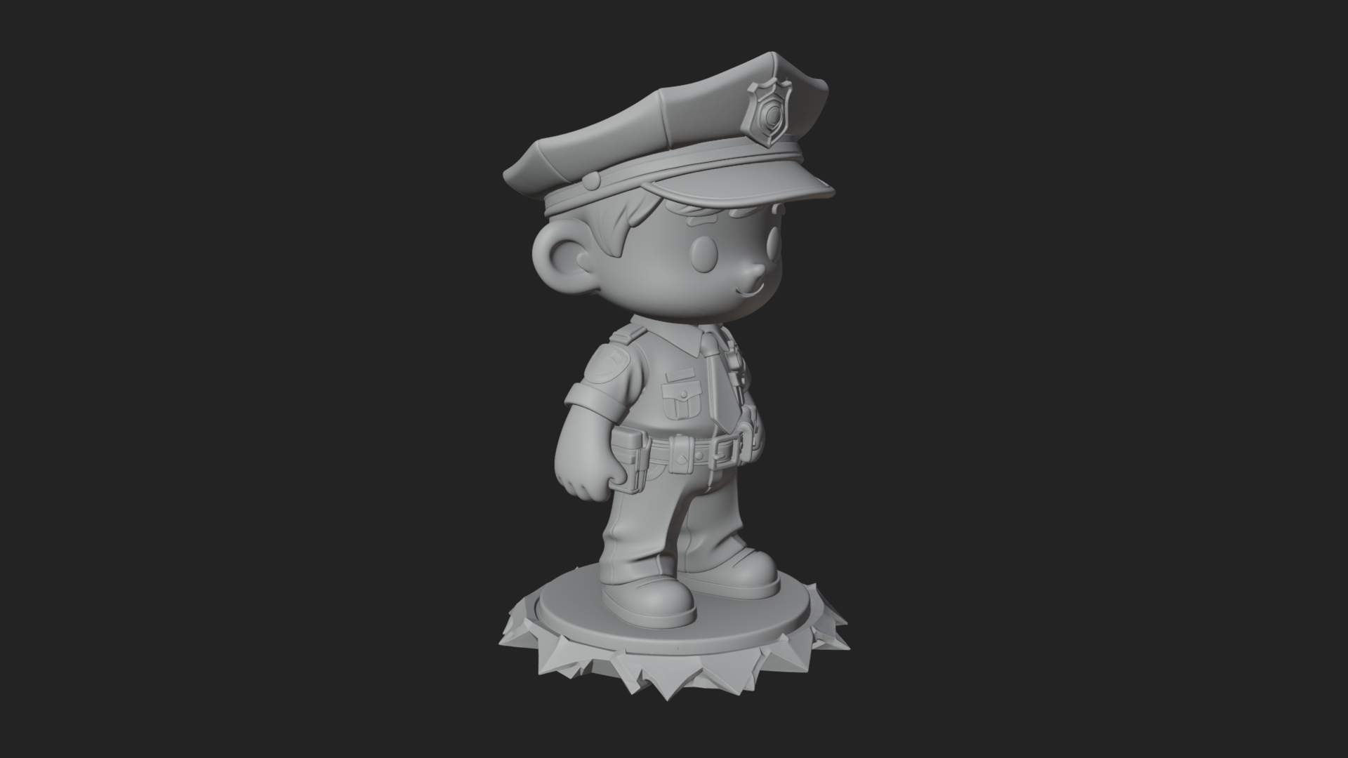 Chibi Police Officer Statue Design 4 3D Print Model 3D Model