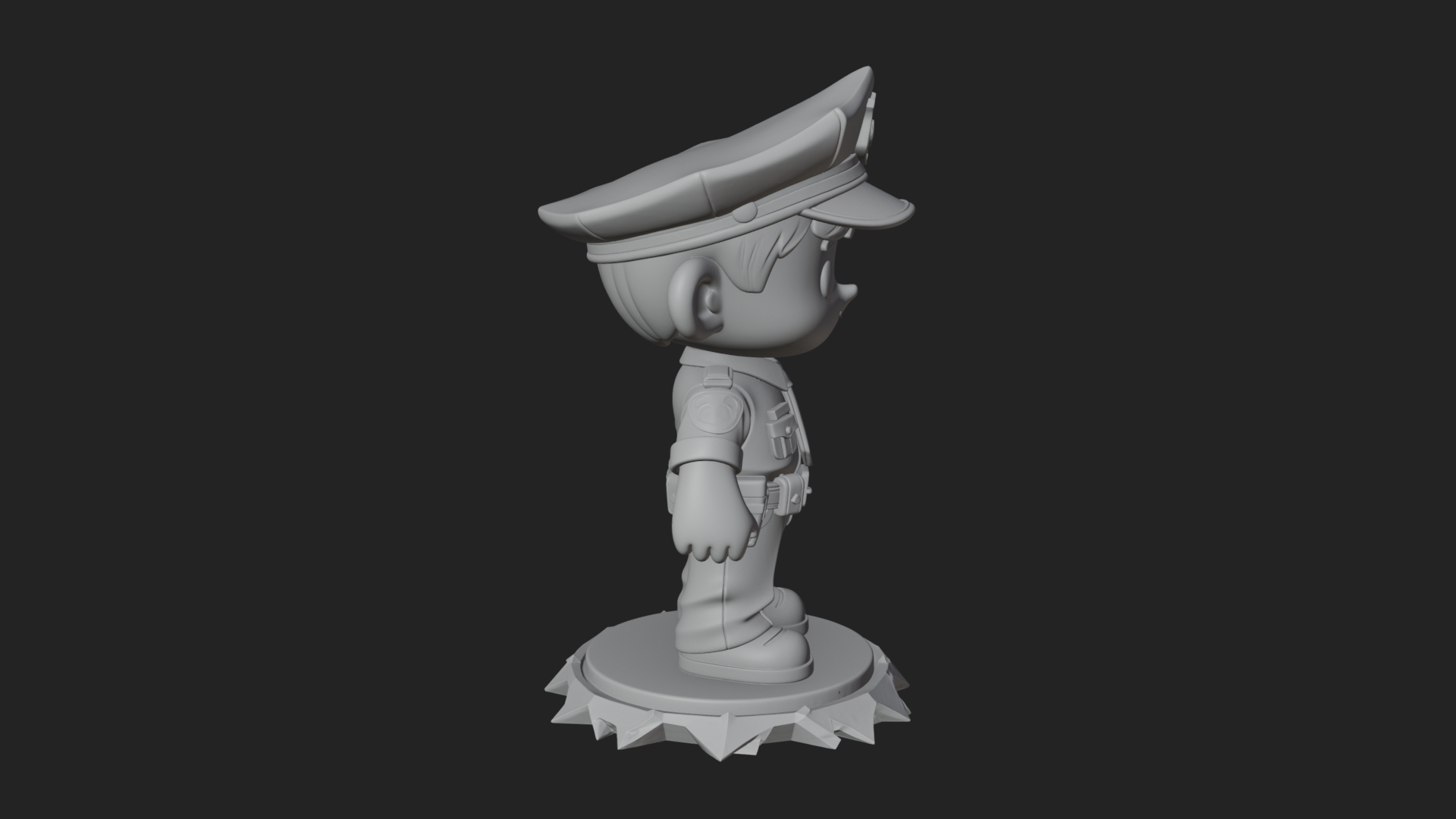 Chibi Police Officer Statue Design 4 3D Print Model 3D Model
