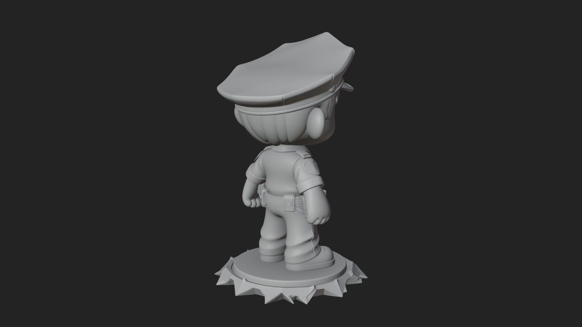 Chibi Police Officer Statue Design 4 3D Print Model 3D Model