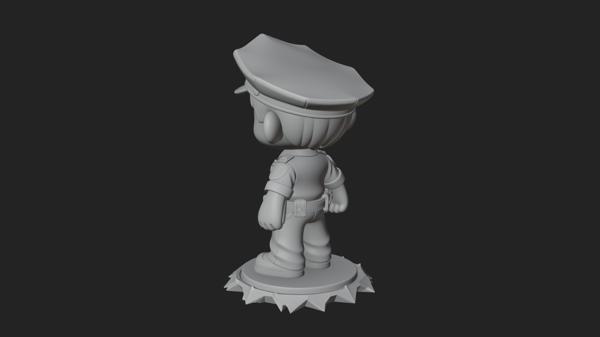Chibi Police Officer Statue Design 4 3D Print Model 3D Model