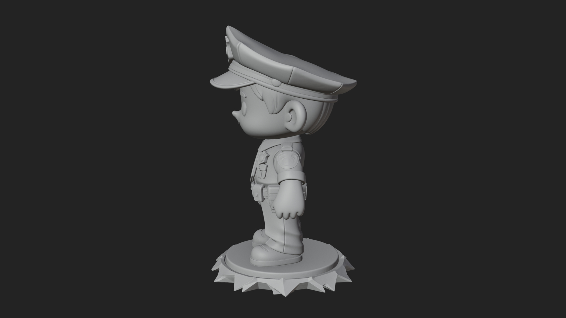 Chibi Police Officer Statue Design 4 3D Print Model 3D Model