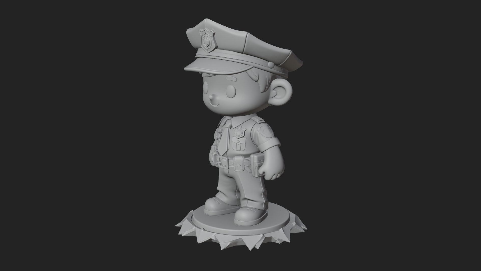 Chibi Police Officer Statue Design 4 3D Print Model 3D Model