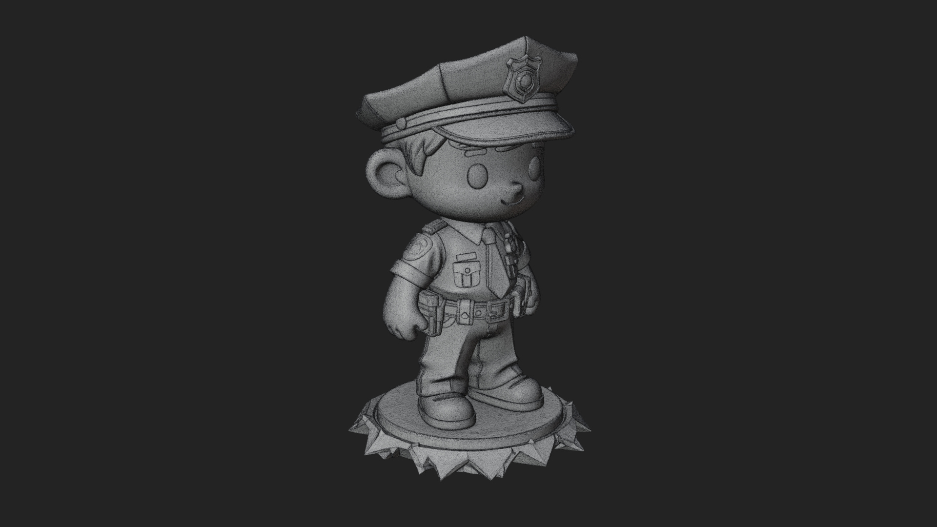 Chibi Police Officer Statue Design 4 3D Print Model 3D Model