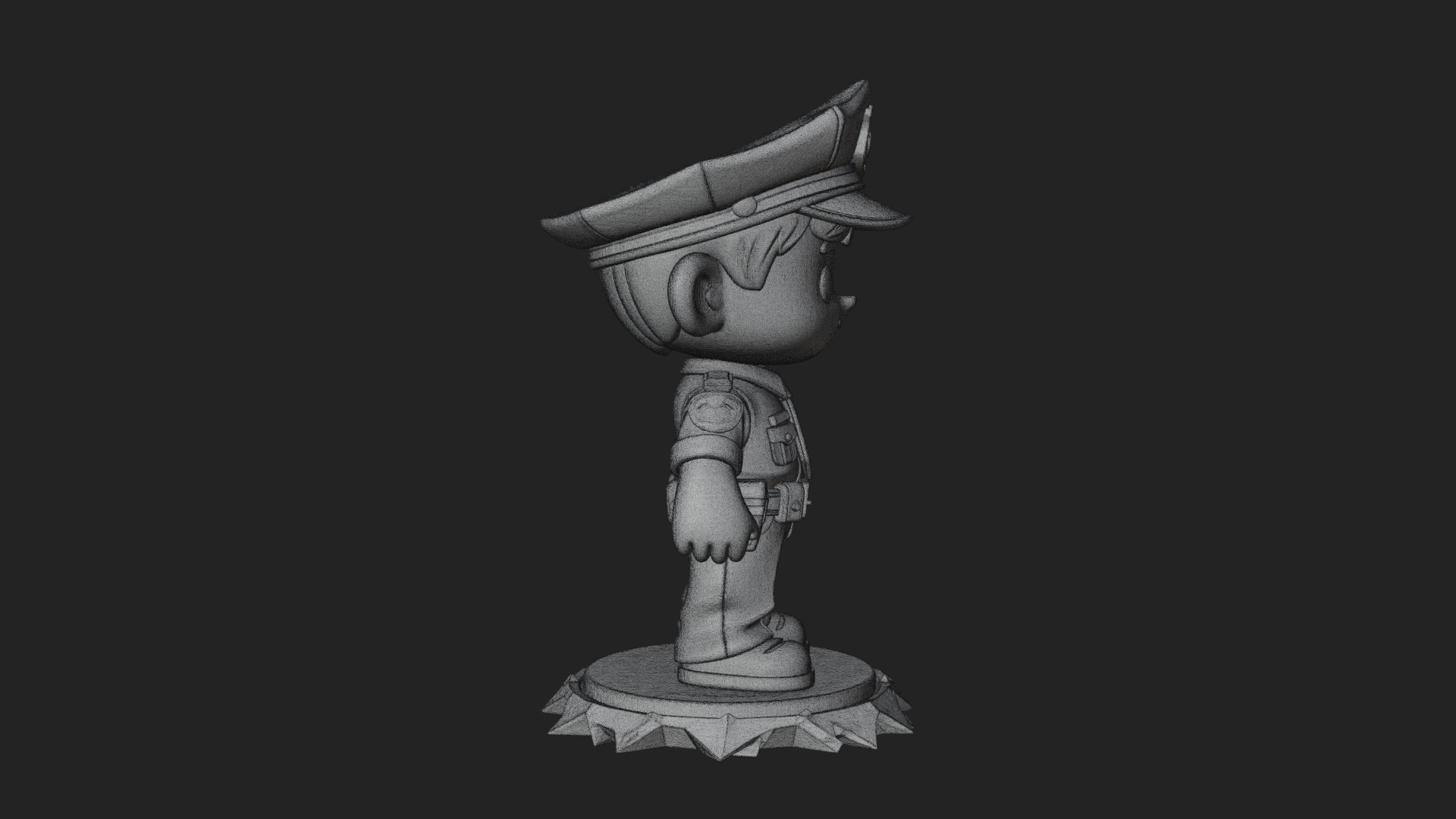 Chibi Police Officer Statue Design 4 3D Print Model 3D Model