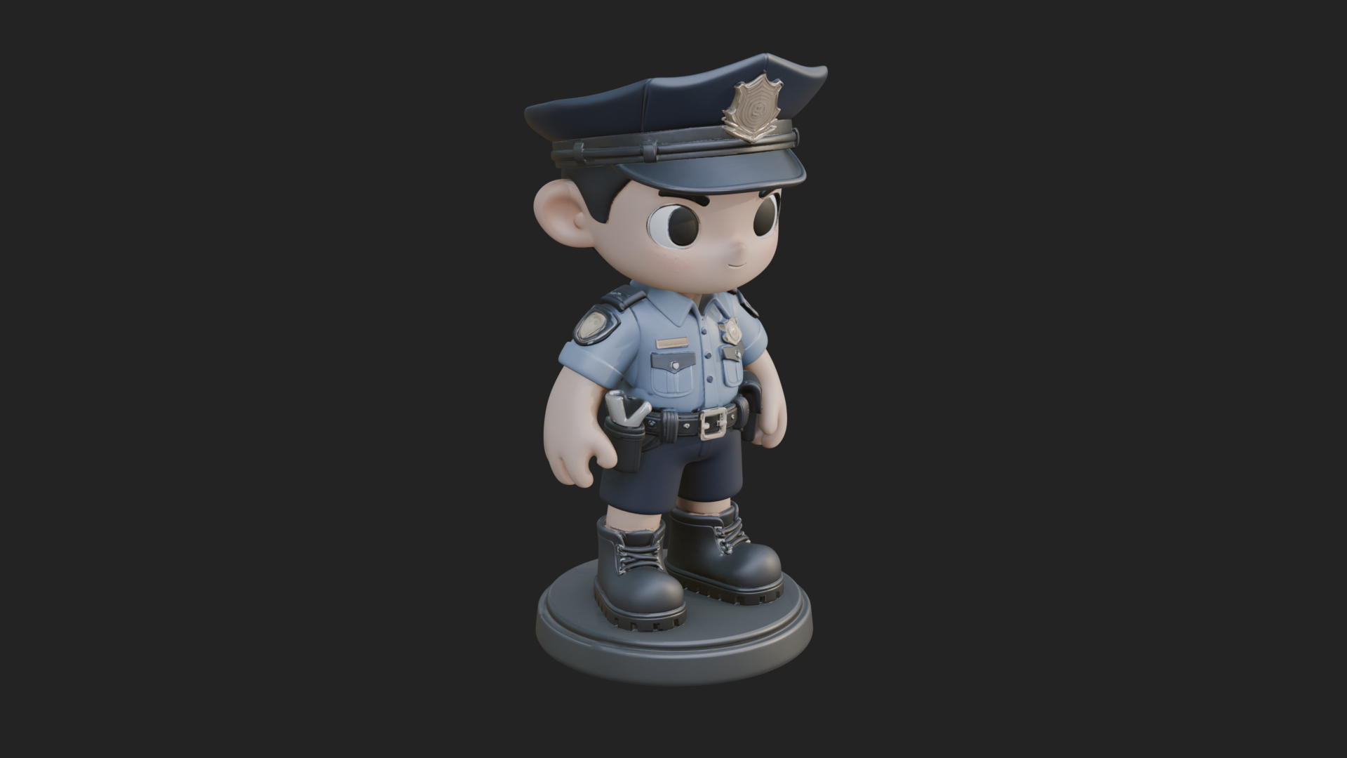 Chibi Police Officer Statue Design 5 3D Print Model 3D Model