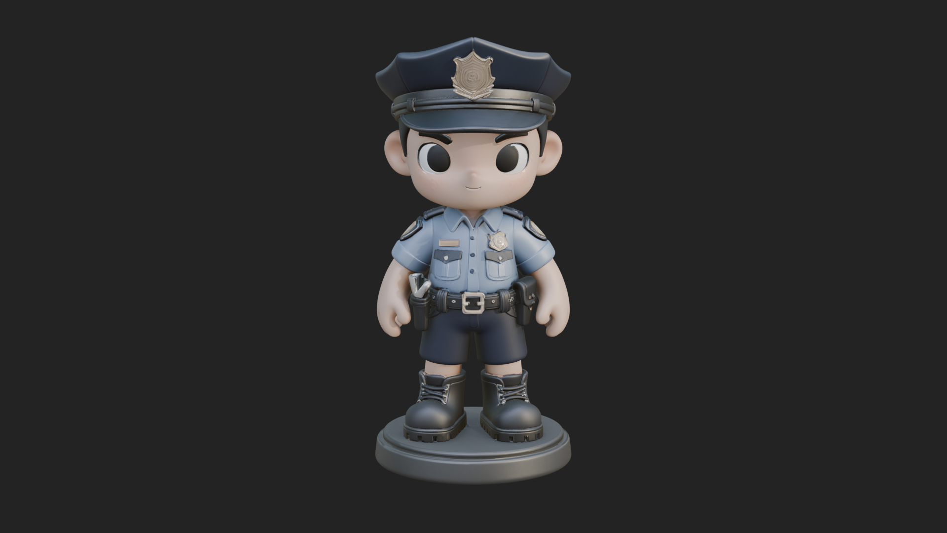 Chibi Police Officer Statue Design 5 3D Print Model 3D Model