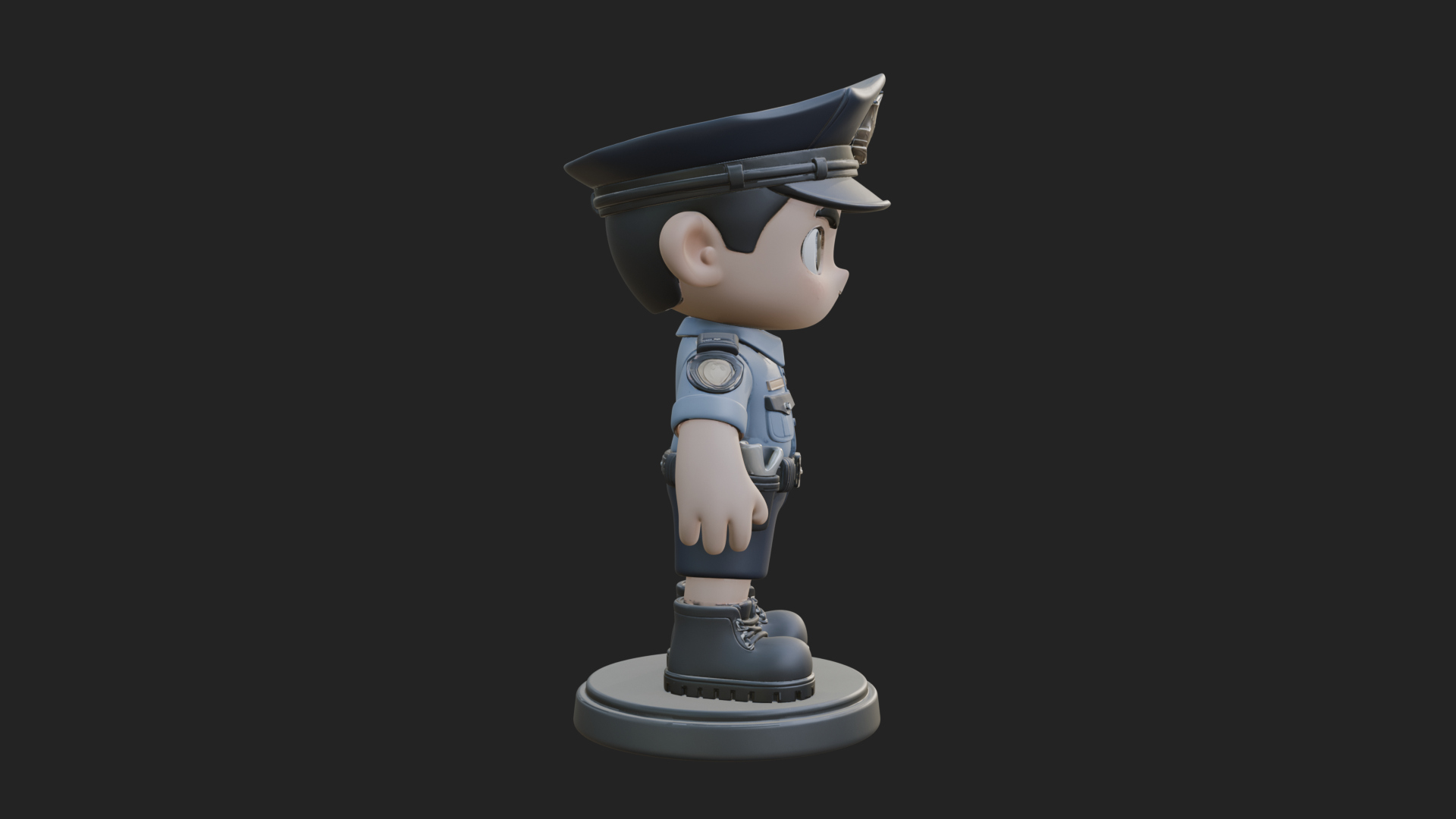 Chibi Police Officer Statue Design 5 3D Print Model 3D Model