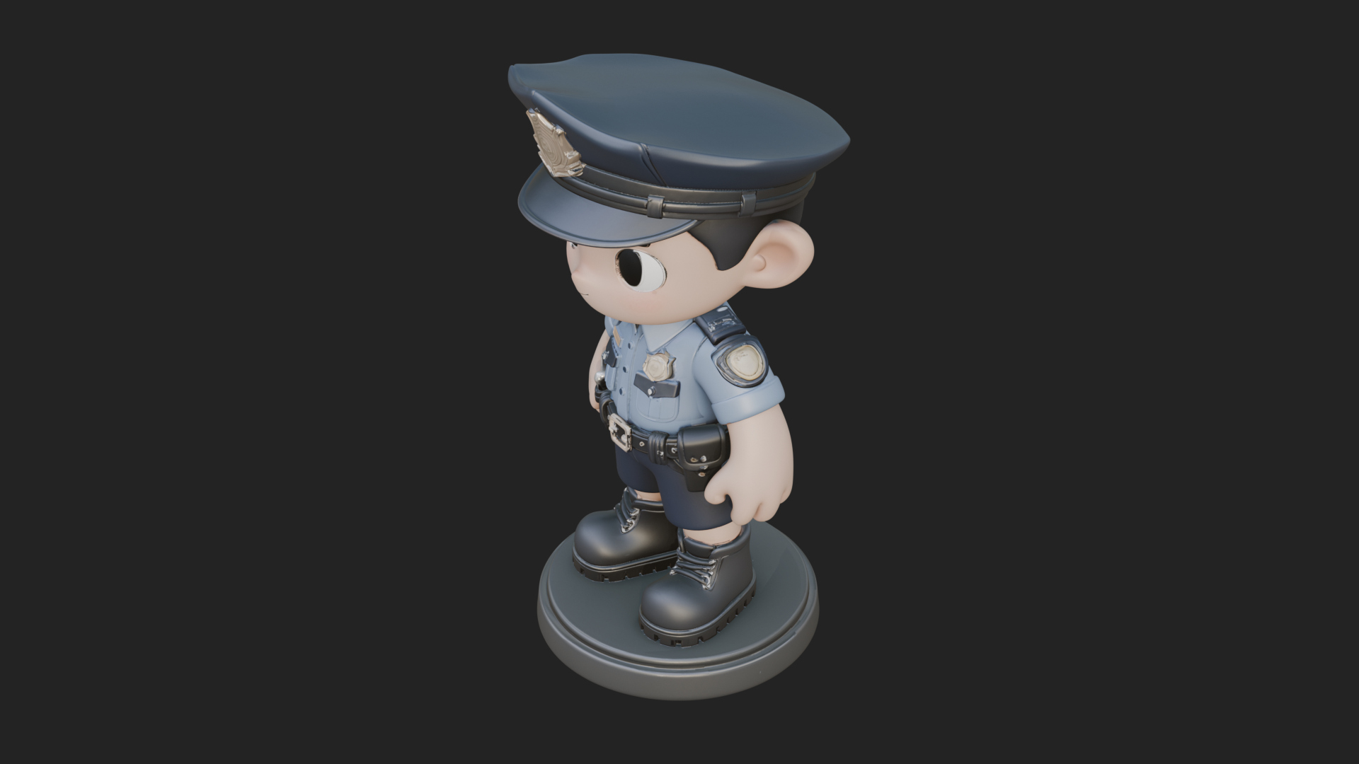 Chibi Police Officer Statue Design 5 3D Print Model 3D Model