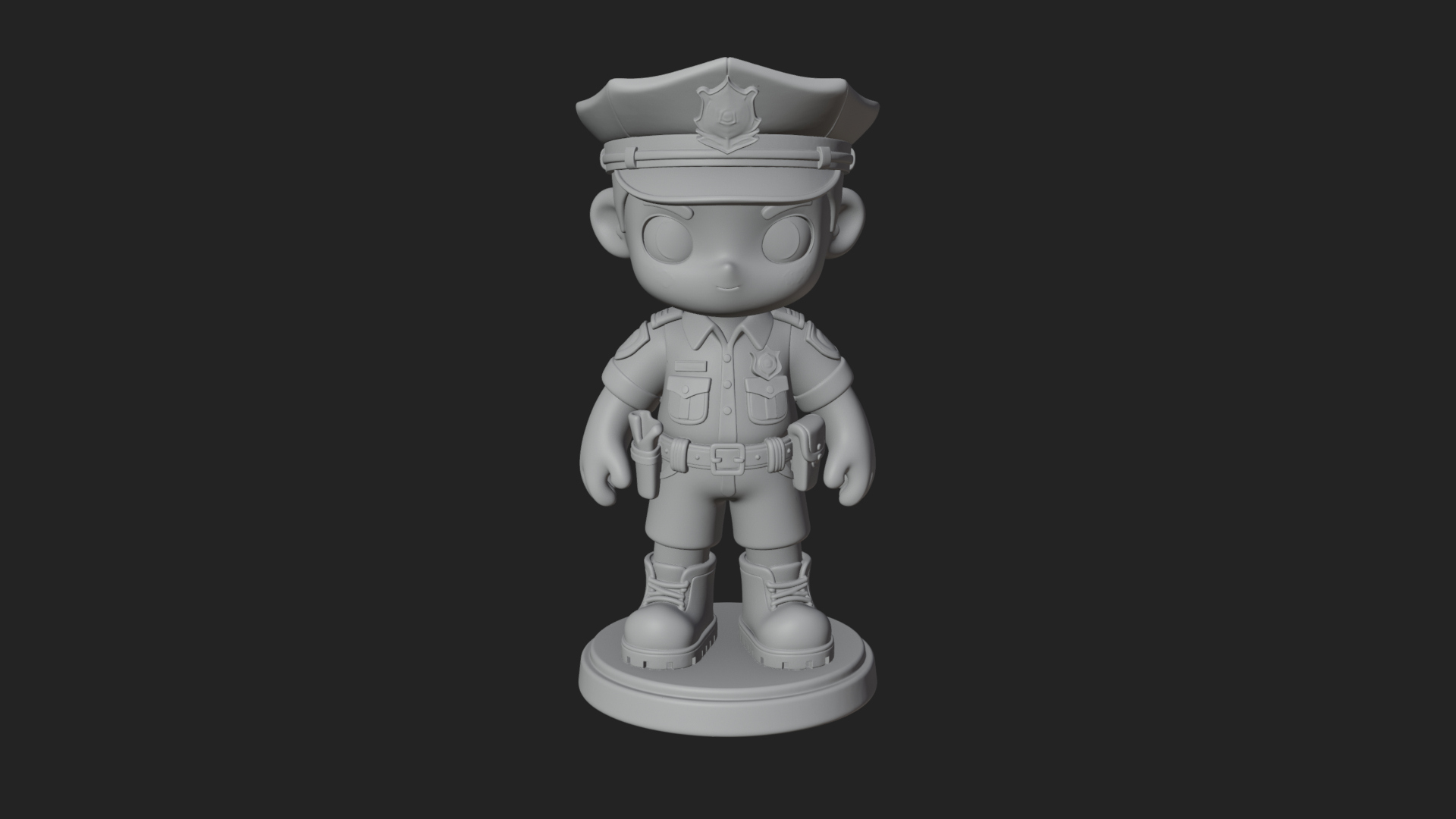 Chibi Police Officer Statue Design 5 3D Print Model 3D Model