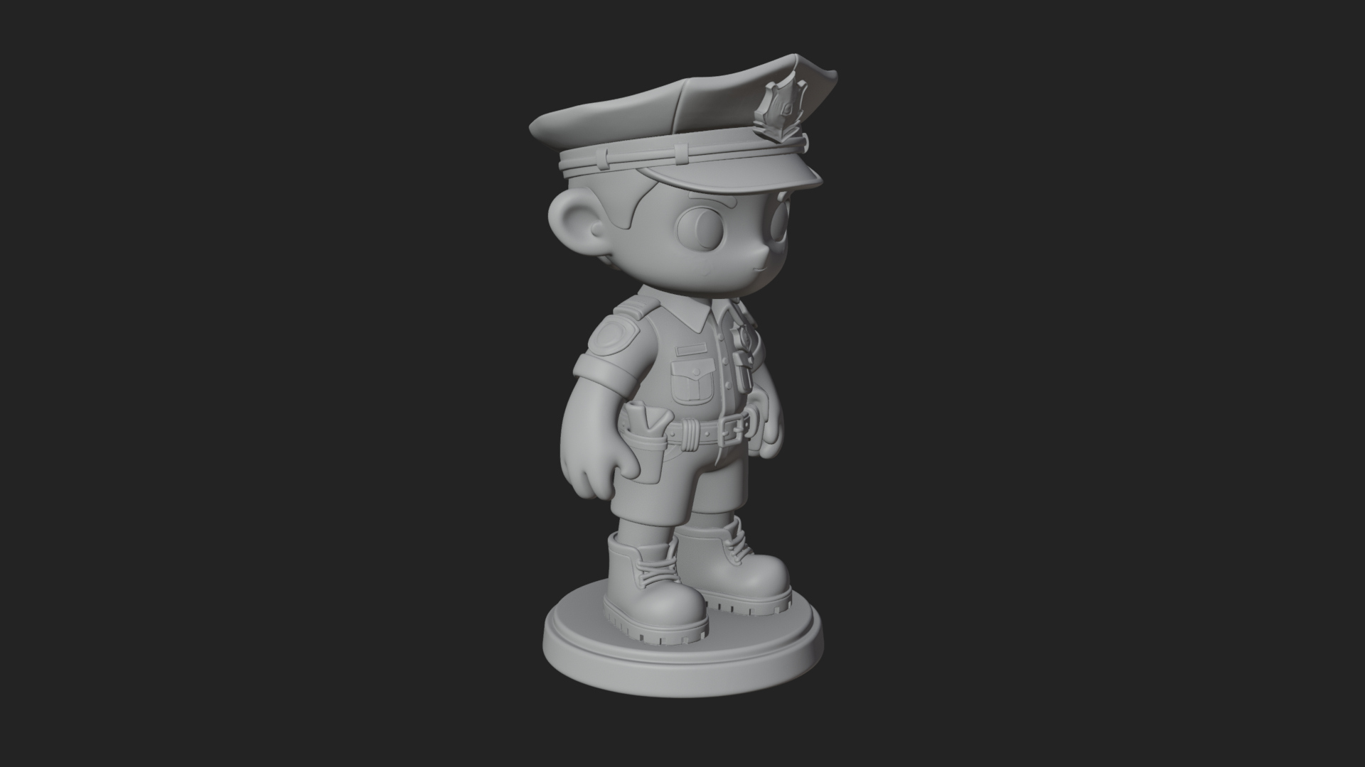 Chibi Police Officer Statue Design 5 3D Print Model 3D Model