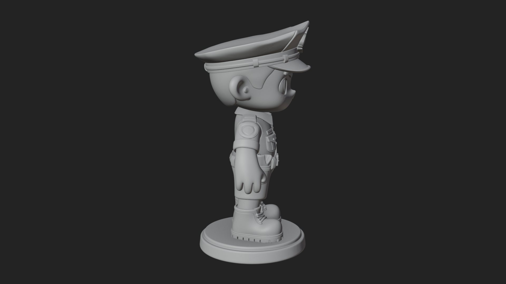 Chibi Police Officer Statue Design 5 3D Print Model 3D Model
