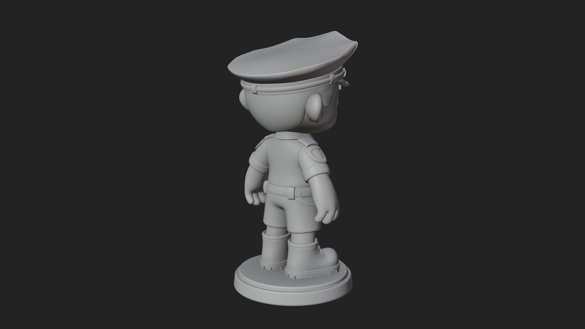 Chibi Police Officer Statue Design 5 3D Print Model 3D Model