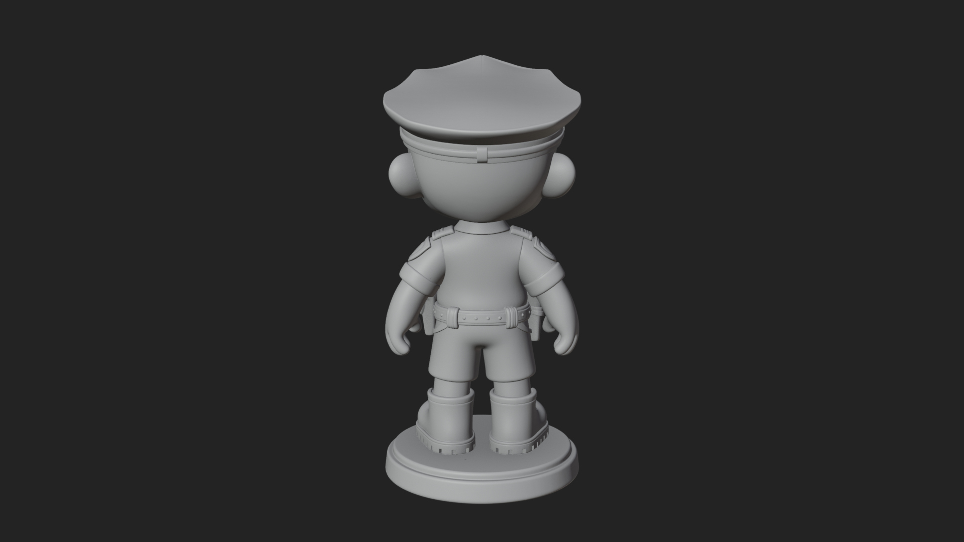 Chibi Police Officer Statue Design 5 3D Print Model 3D Model