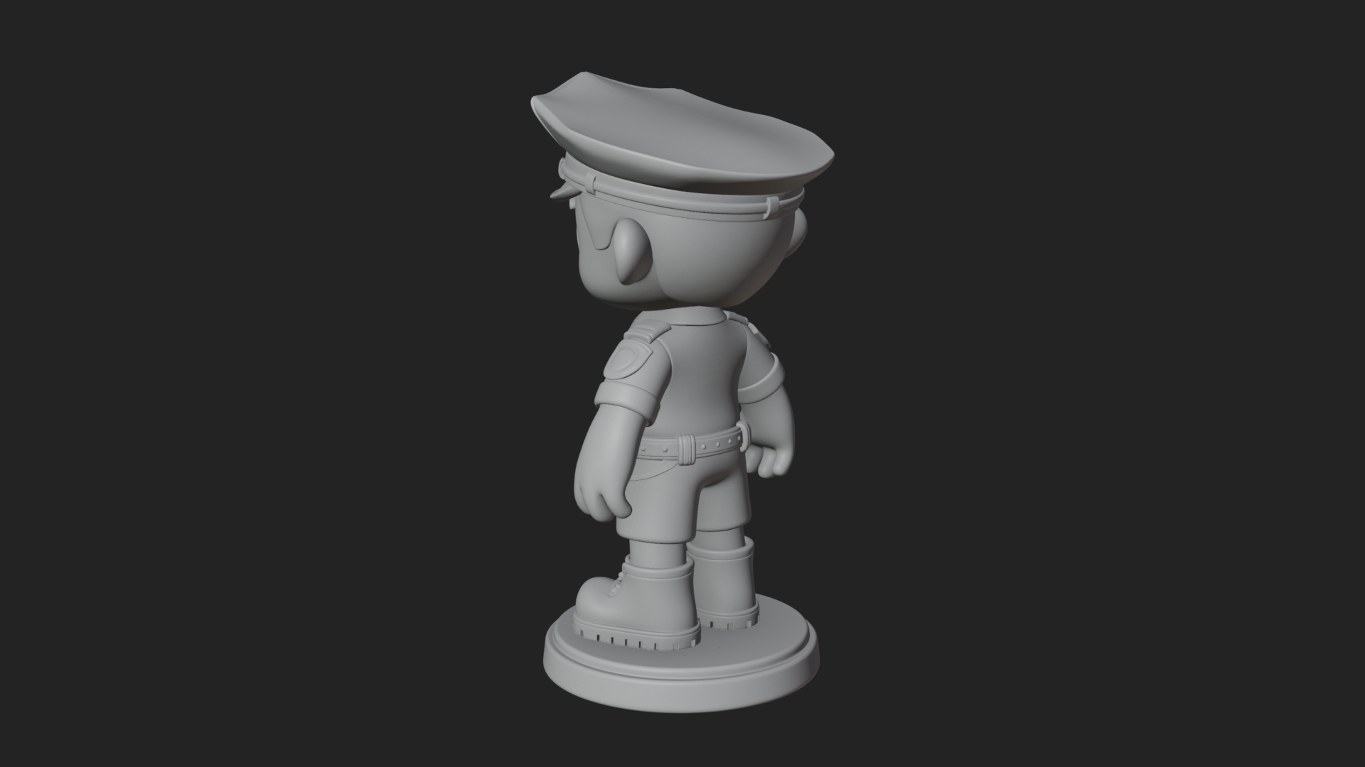 Chibi Police Officer Statue Design 5 3D Print Model 3D Model