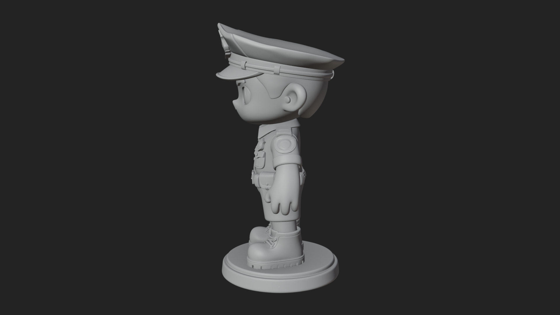 Chibi Police Officer Statue Design 5 3D Print Model 3D Model