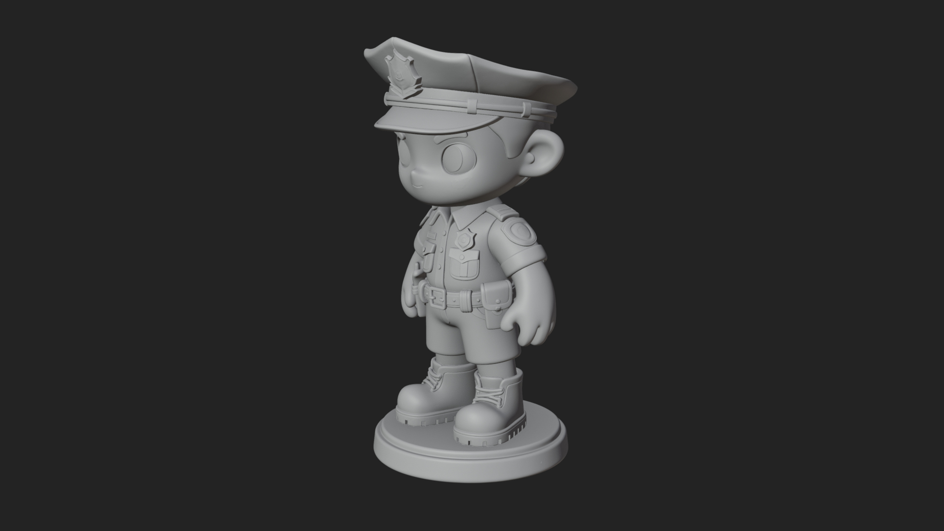 Chibi Police Officer Statue Design 5 3D Print Model 3D Model