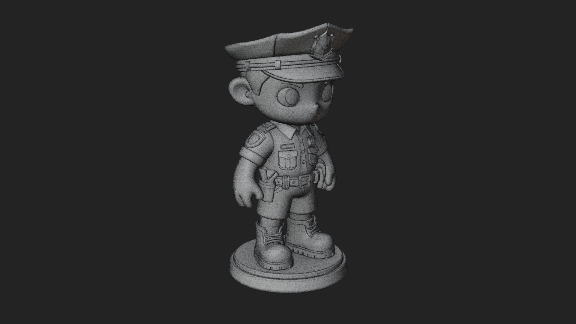 Chibi Police Officer Statue Design 5 3D Print Model 3D Model