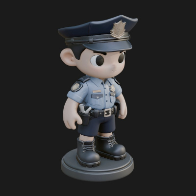 Chibi Police Officer Statue Design 5 3D Print Model
