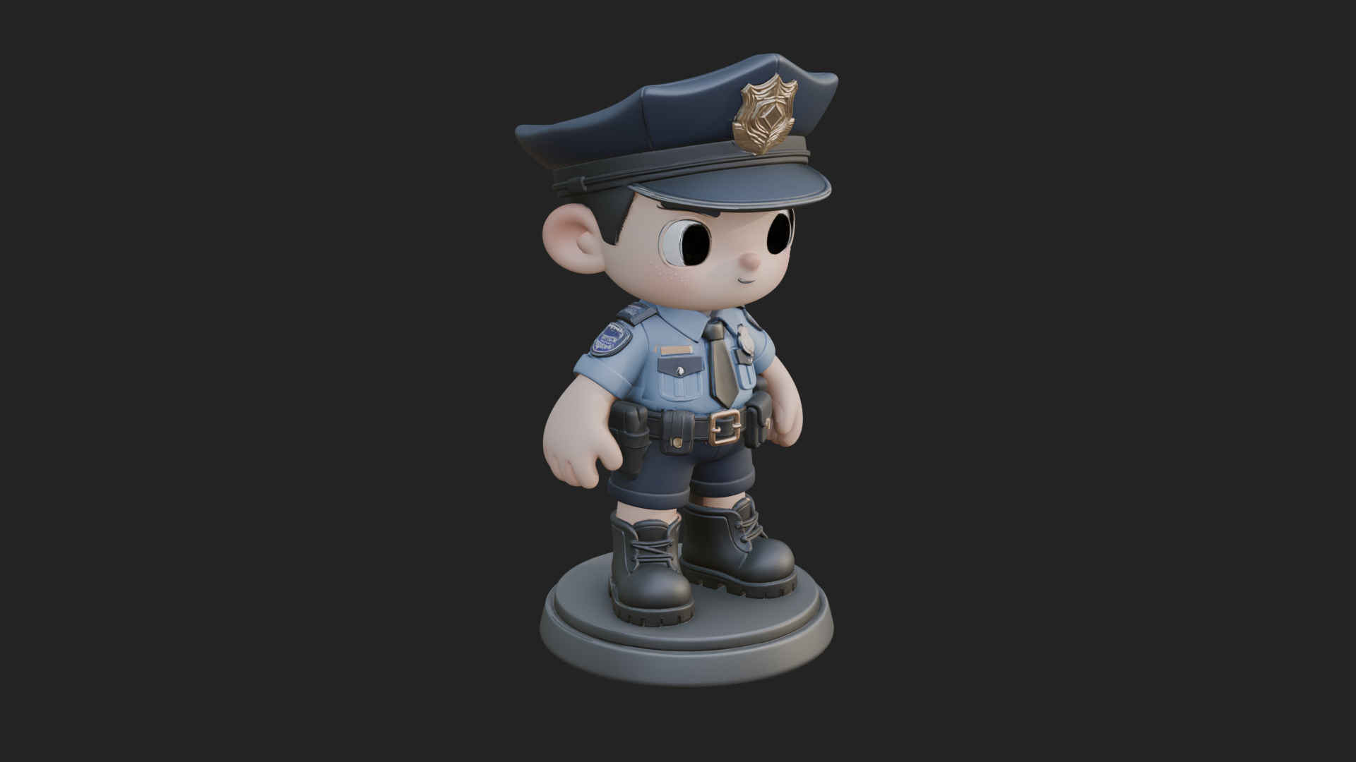 Chibi Police Officer Statue Design 6 3D Print Model 3D Model