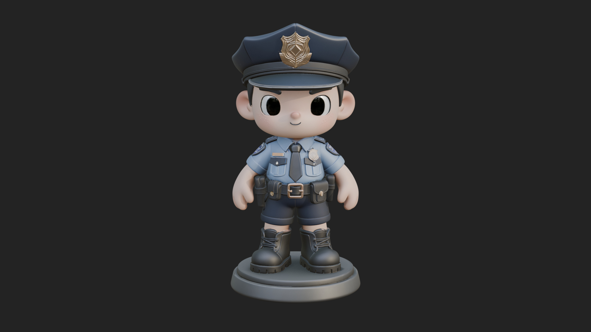 Chibi Police Officer Statue Design 6 3D Print Model 3D Model
