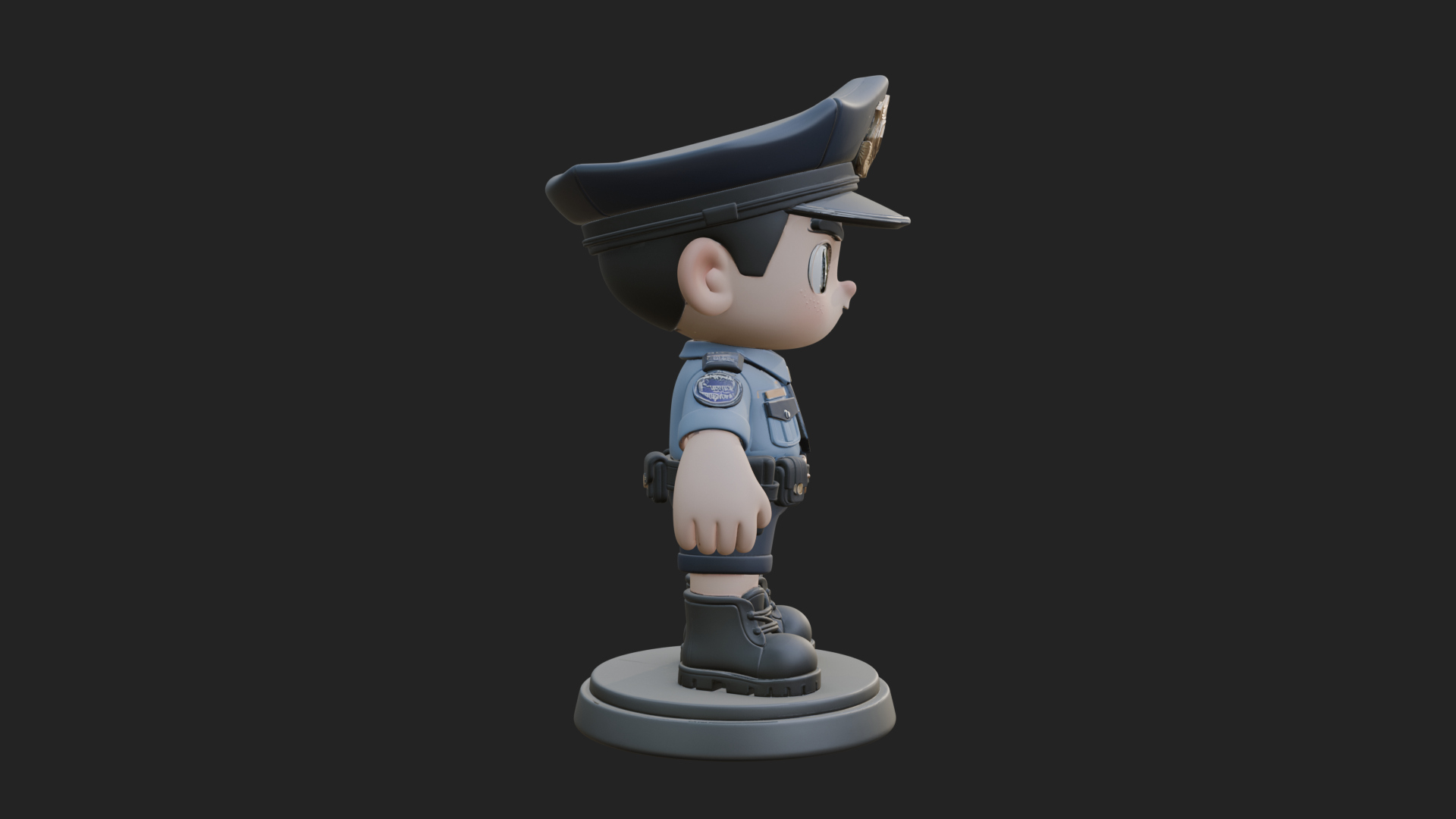 Chibi Police Officer Statue Design 6 3D Print Model 3D Model