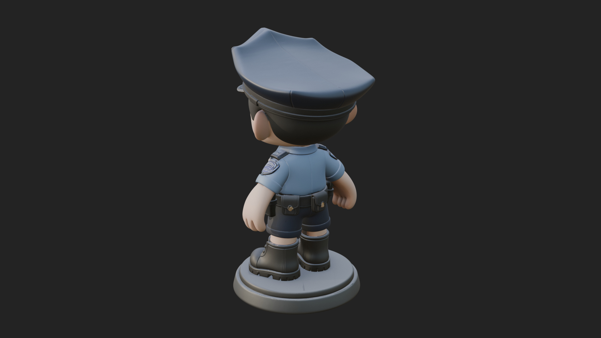 Chibi Police Officer Statue Design 6 3D Print Model 3D Model