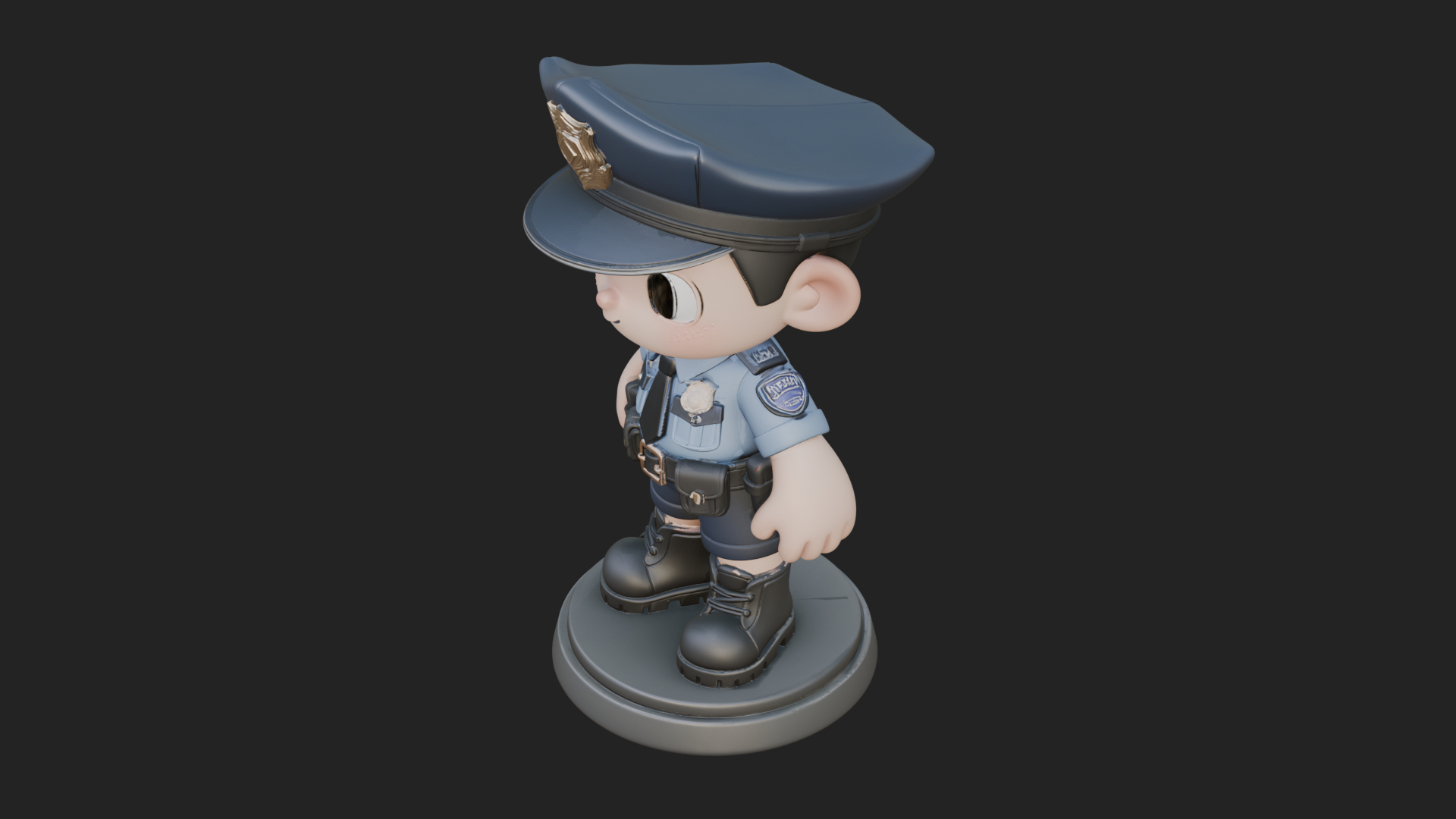 Chibi Police Officer Statue Design 6 3D Print Model 3D Model