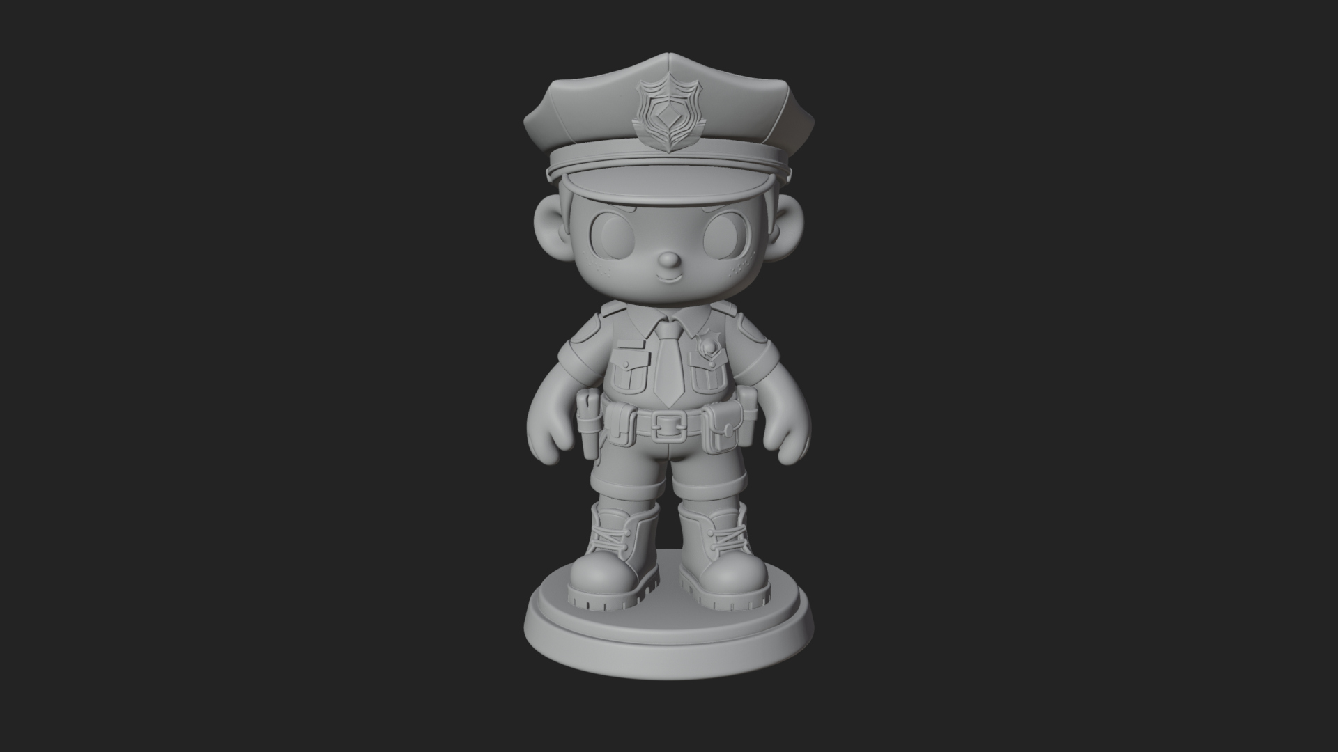 Chibi Police Officer Statue Design 6 3D Print Model 3D Model