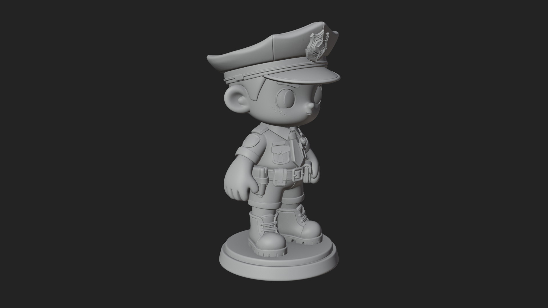 Chibi Police Officer Statue Design 6 3D Print Model 3D Model