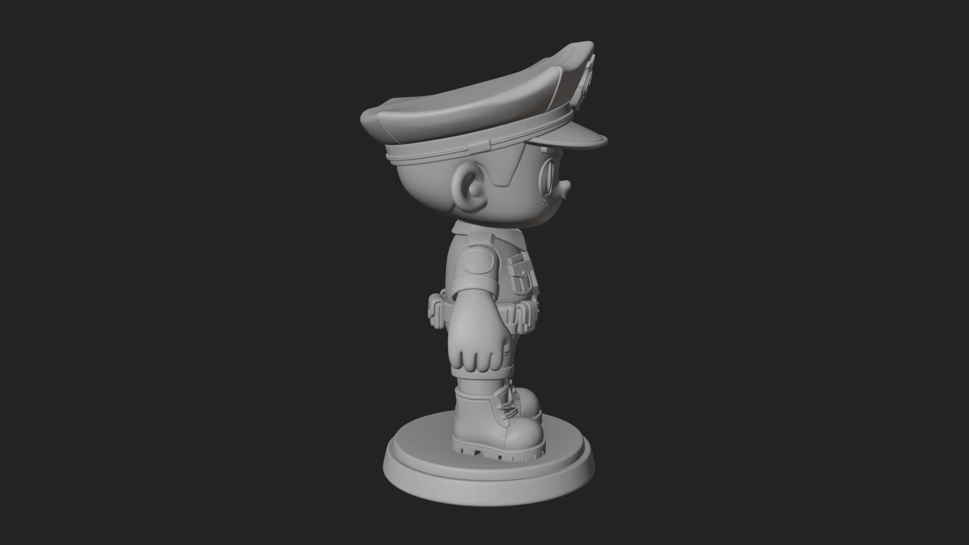 Chibi Police Officer Statue Design 6 3D Print Model 3D Model