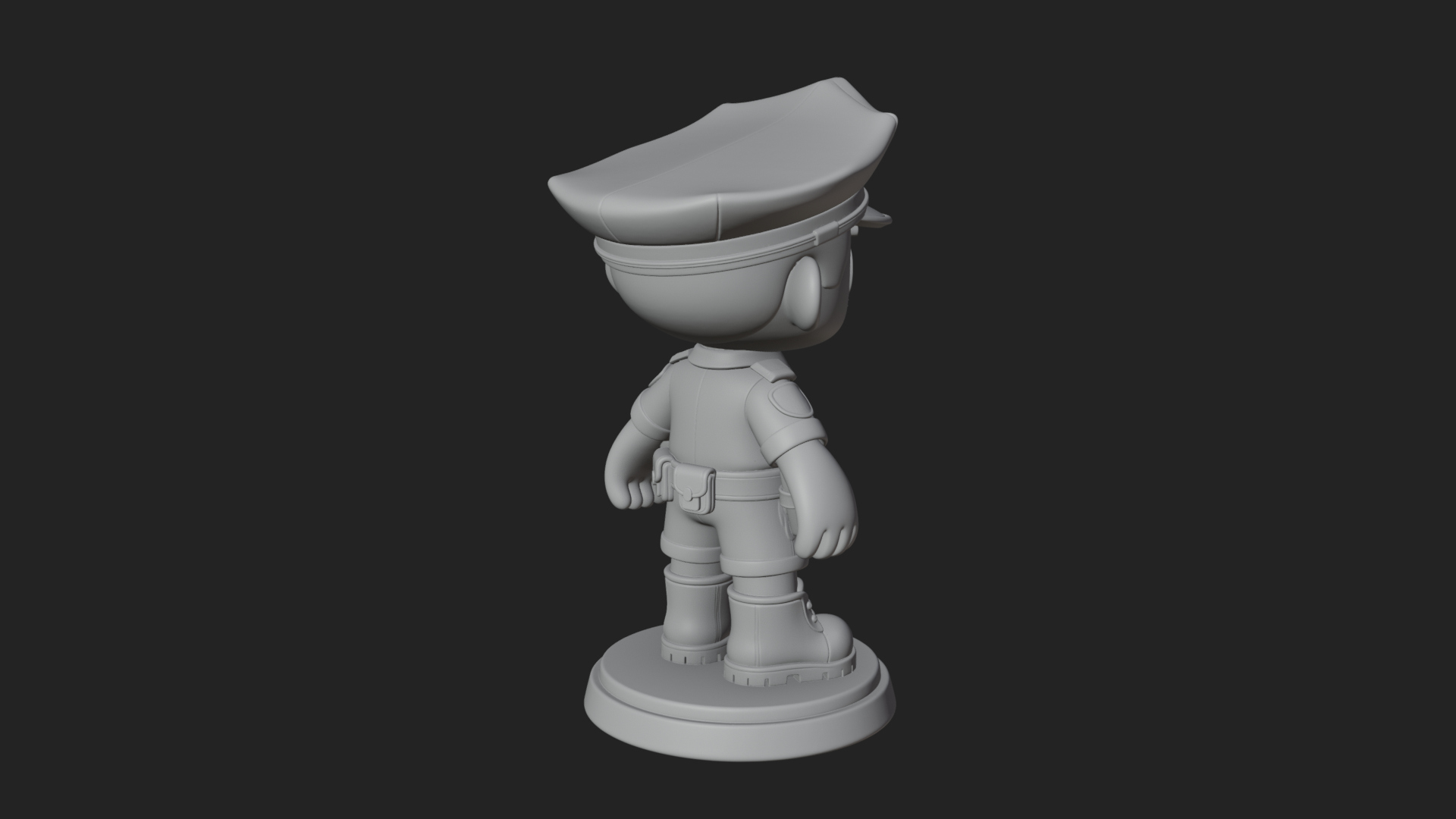 Chibi Police Officer Statue Design 6 3D Print Model 3D Model