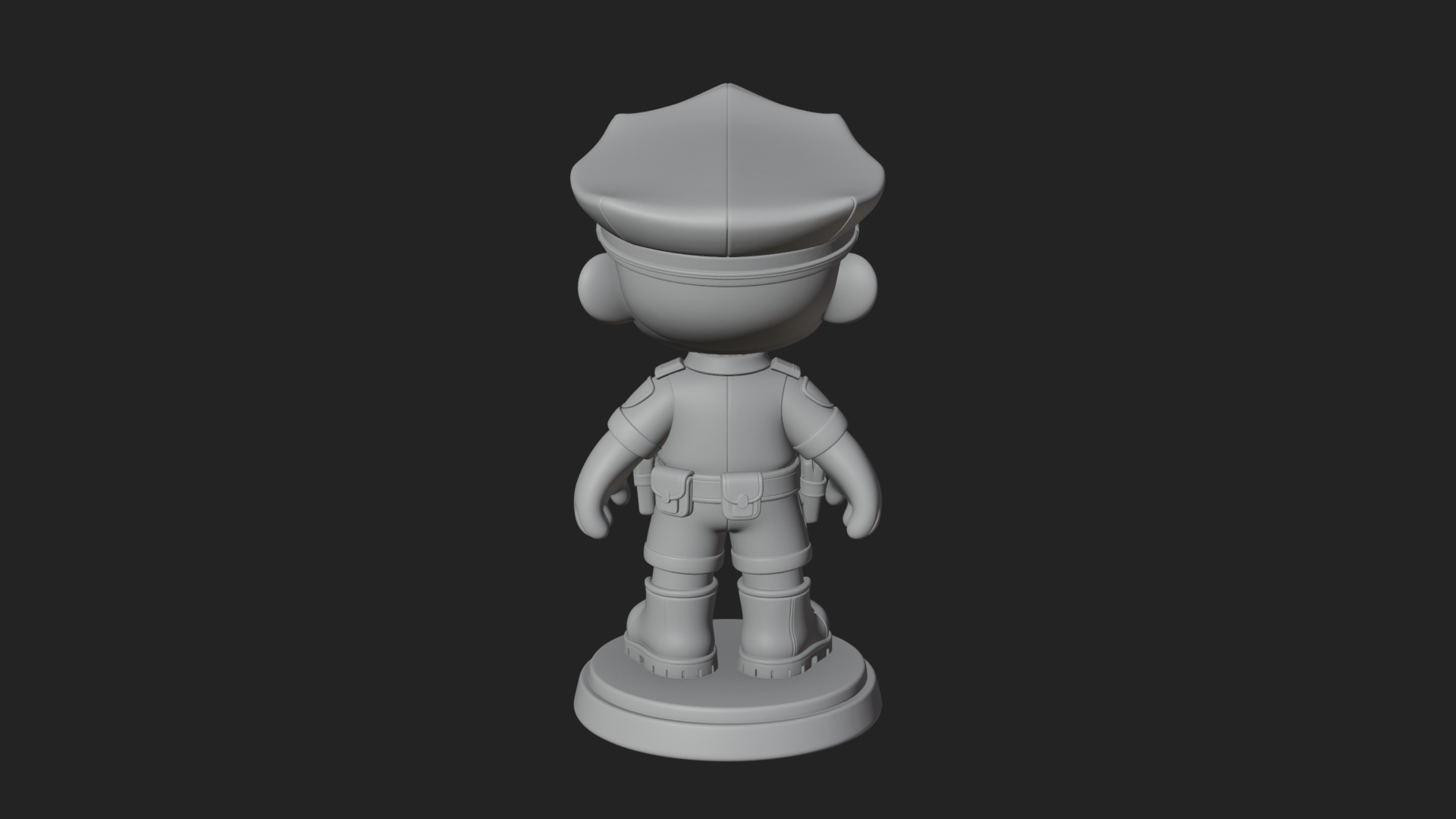 Chibi Police Officer Statue Design 6 3D Print Model 3D Model