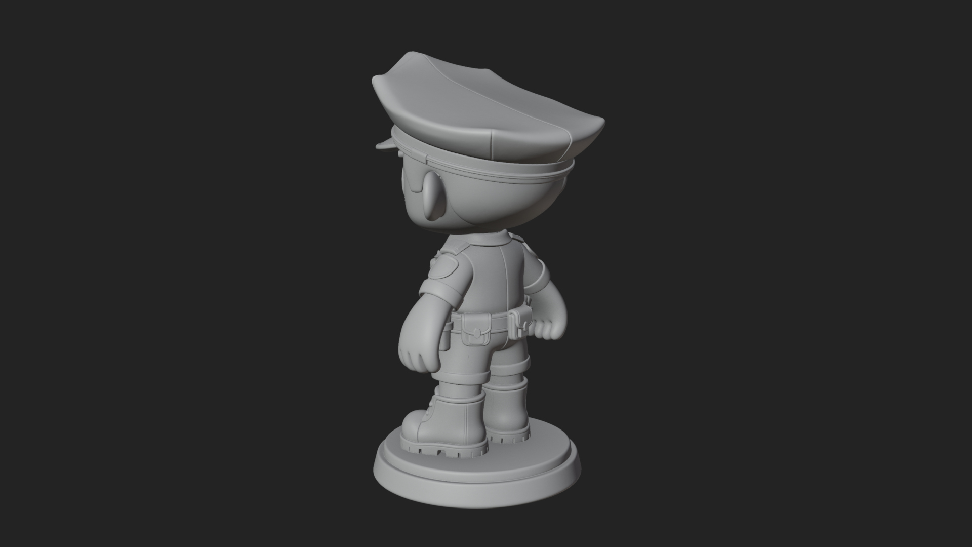 Chibi Police Officer Statue Design 6 3D Print Model 3D Model