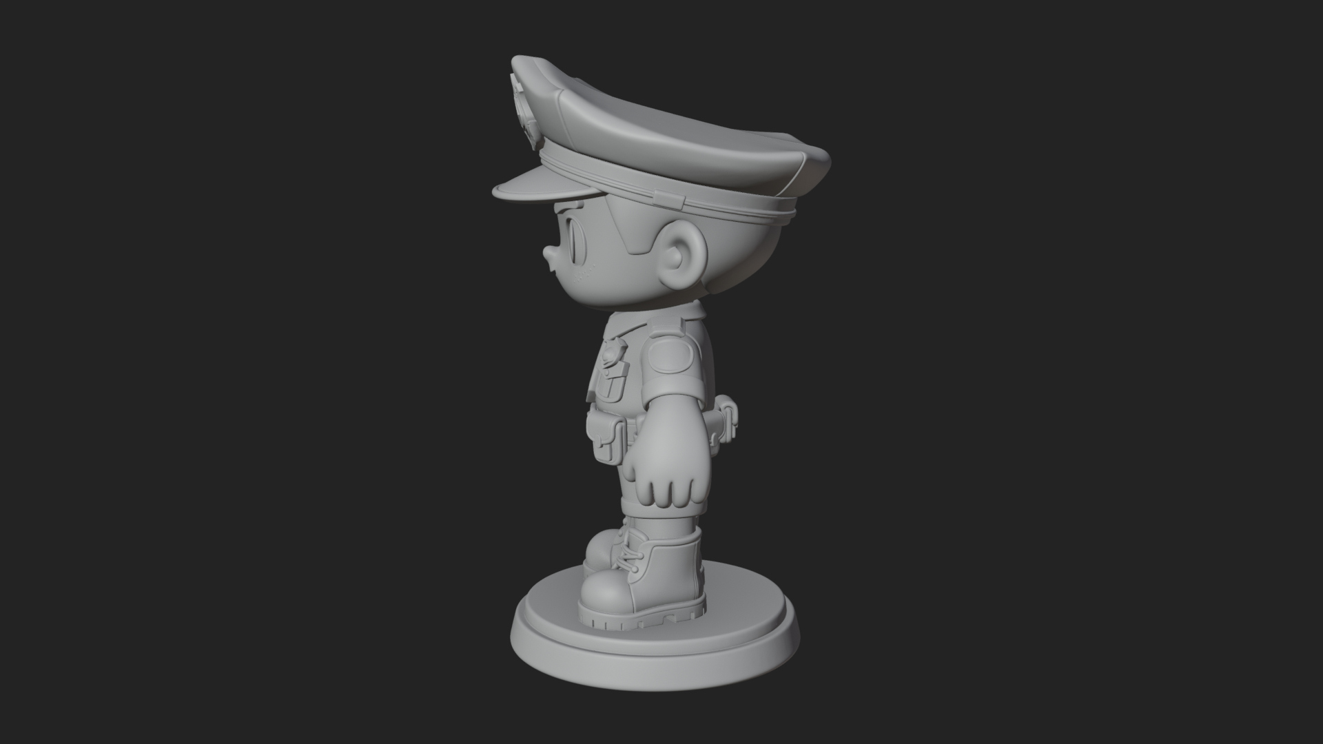 Chibi Police Officer Statue Design 6 3D Print Model 3D Model