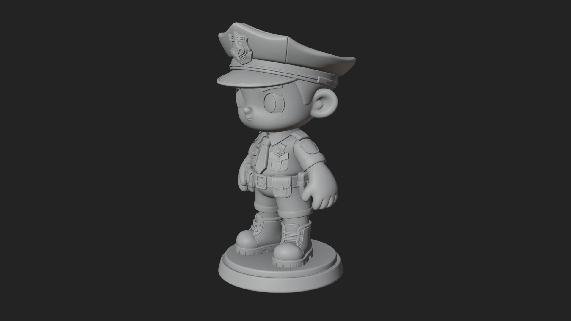 Chibi Police Officer Statue Design 6 3D Print Model 3D Model