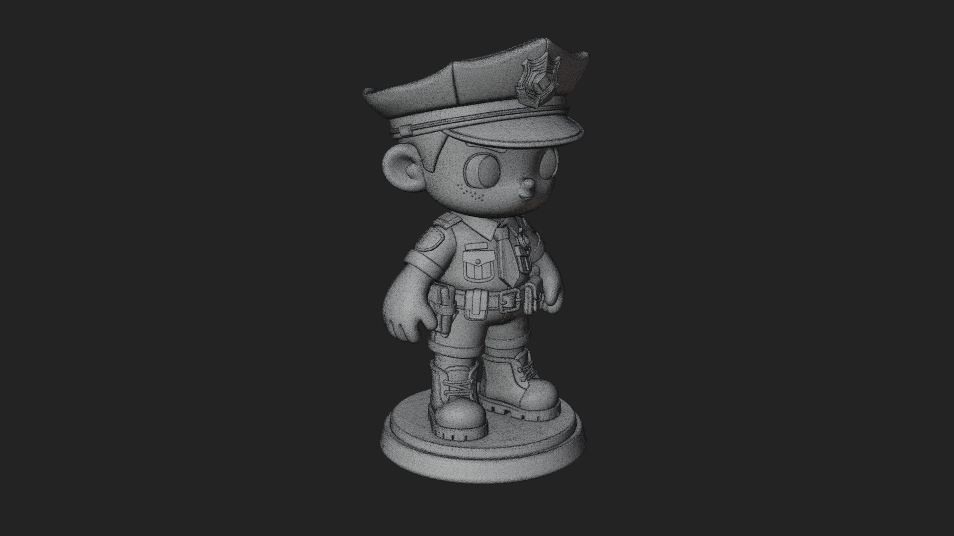 Chibi Police Officer Statue Design 6 3D Print Model 3D Model
