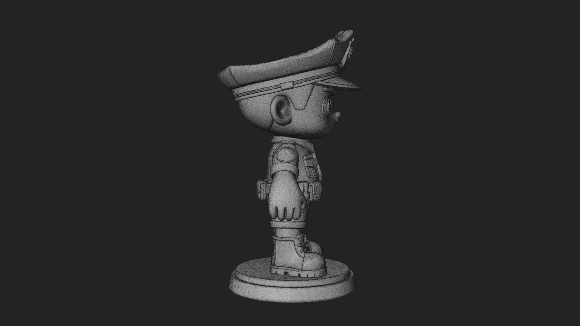 Chibi Police Officer Statue Design 6 3D Print Model 3D Model