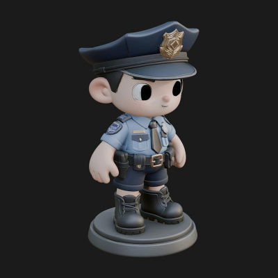 Chibi Police Officer Statue Design 6 3D Print Model