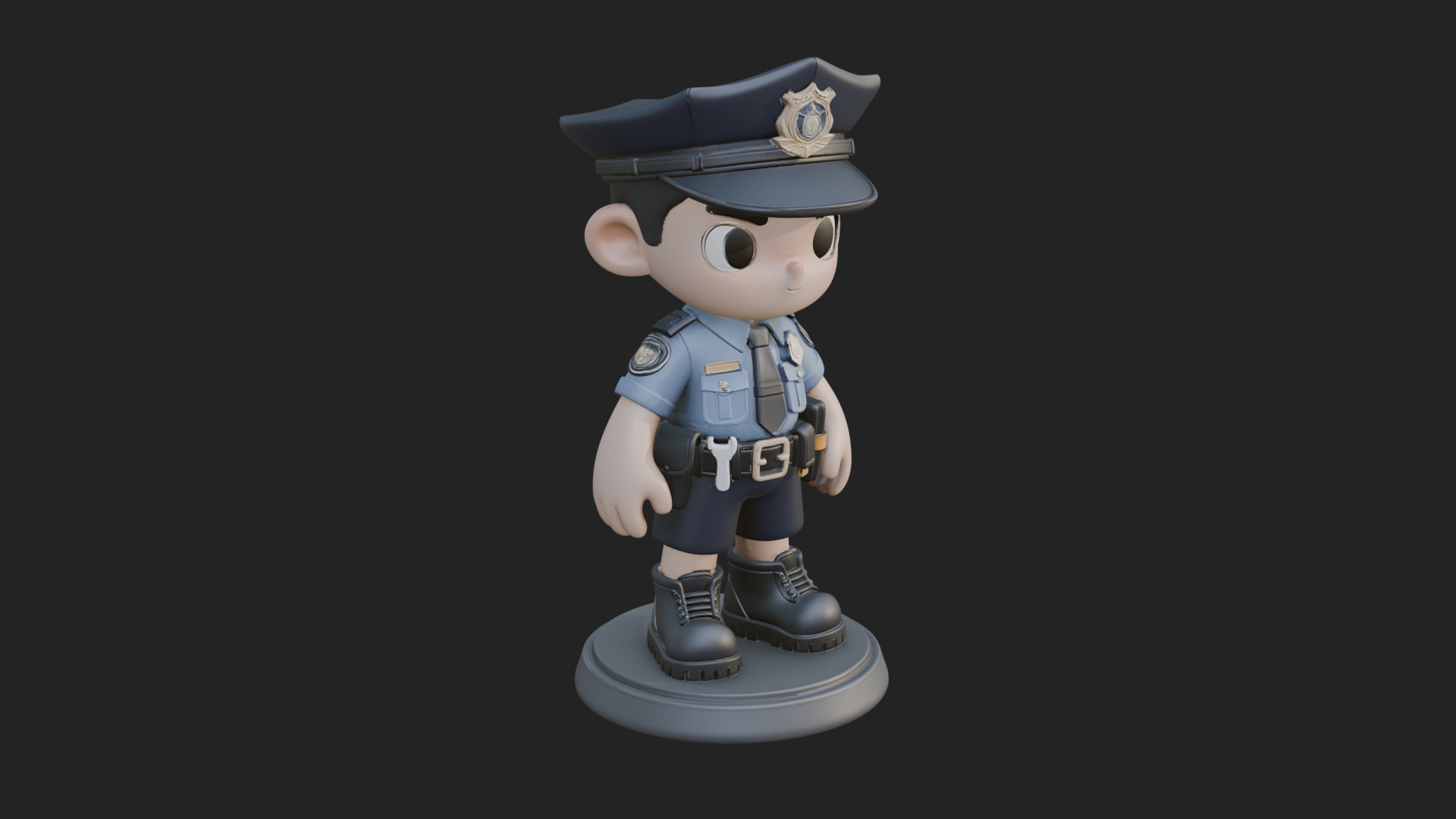 Chibi Police Officer Statue Design 7 3D Print Model 3D Model