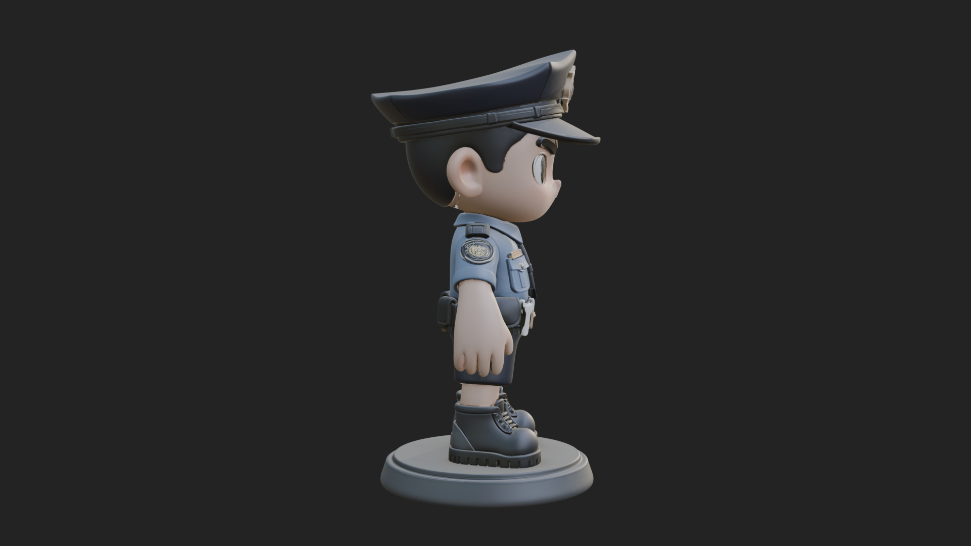 Chibi Police Officer Statue Design 7 3D Print Model 3D Model