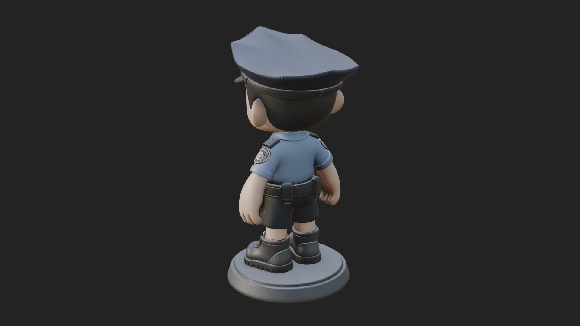 Chibi Police Officer Statue Design 7 3D Print Model 3D Model